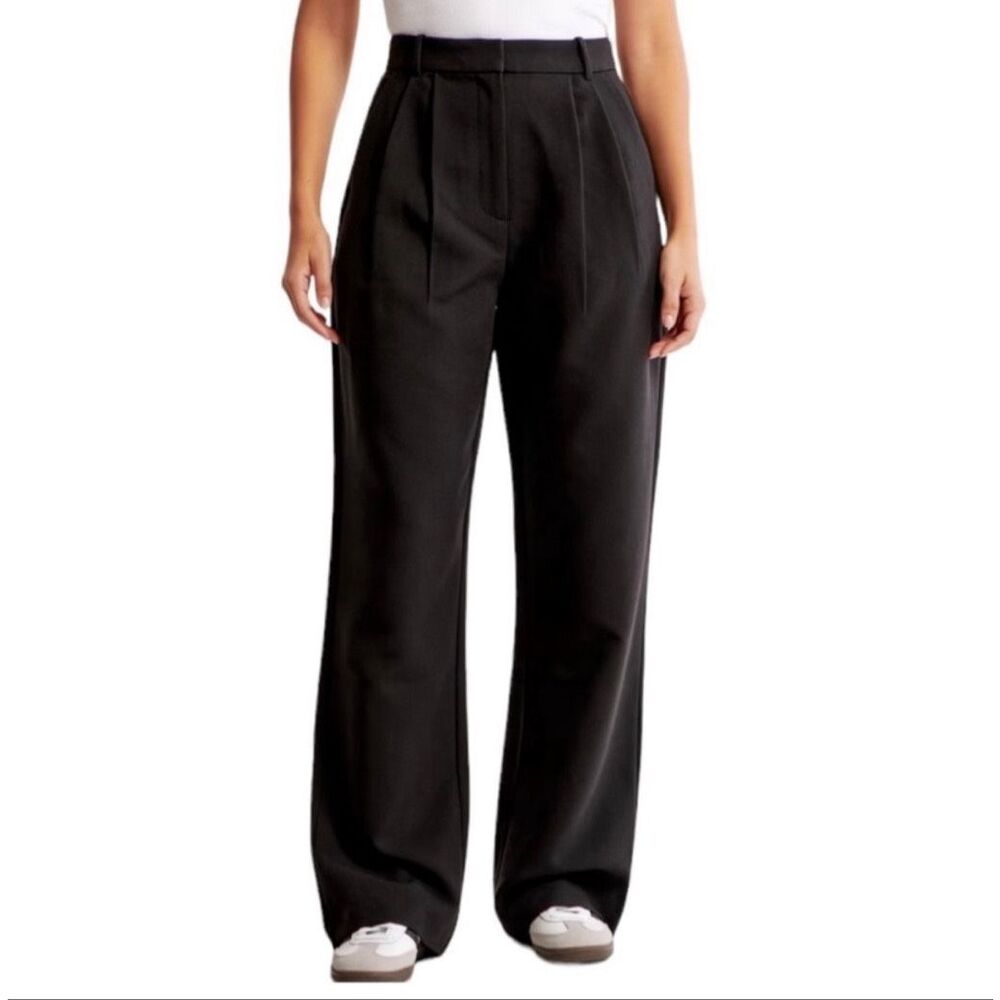 Abercrombie & Fitch Tailored Lightweight Drapey Wide Leg Pants XS Black
